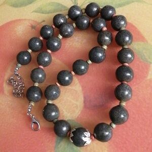 Moss Agate Dark Green Beaded Heavy Necklace